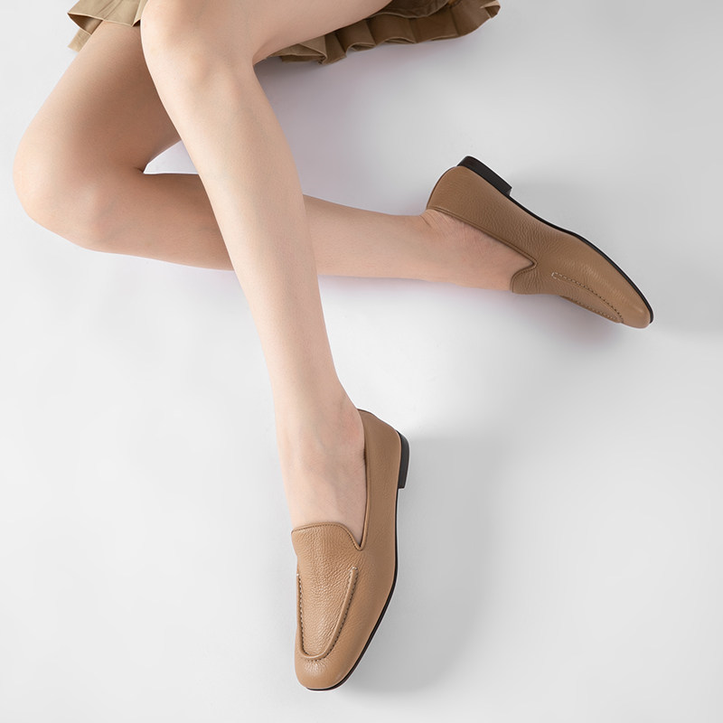 AM一脚蹬乐福鞋女2026新款简约真皮女鞋通勤软底裸感脚感豆豆鞋,淘宝优惠券,粉丝福利购,淘宝优惠卷