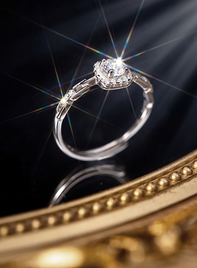 浪漫传说爆闪方钻链条戒指女