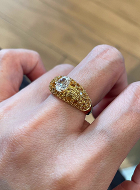 浪漫传说鸽子蛋镂空宽版食指戒