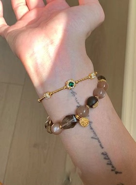 浪漫传说中古复古金色花朵手链