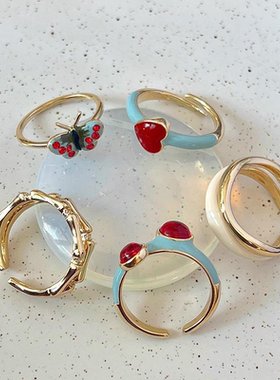 浪漫传说蝴蝶竹节戒指女