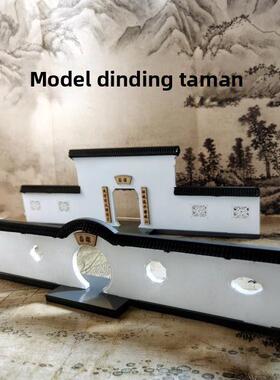 中式古代微景观摆件 凉亭廊道连廊楼阁廊桥江南苏州园林摆景装饰