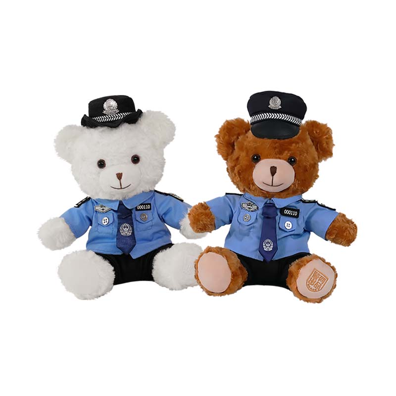 【警网优选】大号警察小熊网红爆款警熊公仔 白色/棕色 小号23cm - 图3