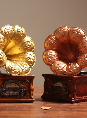 复古留声机摆件欧式家居客厅装饰品模型L道具创意工艺品橱窗摆设