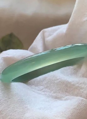 天然玛瑙手镯女款冰种玉髓油青玉镯子平安镯非翡翠冰透送女友礼物