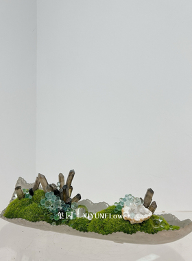 新款永生苔藓造景室内玄关花槽植物装饰美化遮挡微景观中式茶室