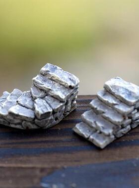 仿真台阶小石头道路石块楼梯阶梯苔藓微景观造景桌面摆件树脂装饰