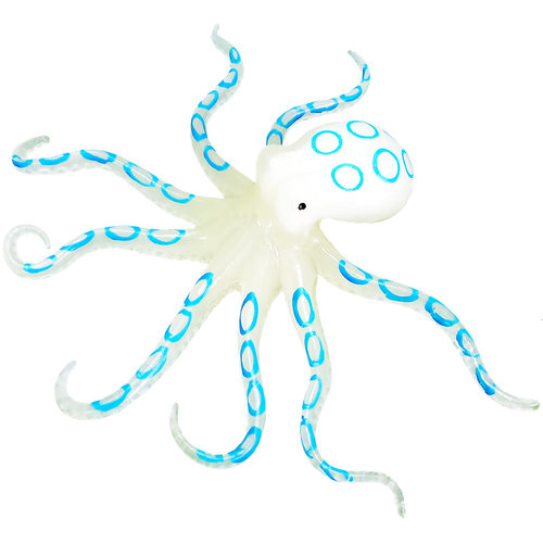 软体海洋动物模型夜光八爪鱼章鱼鹦鹉螺海豚大白鲨安康鱼儿童玩具-图3