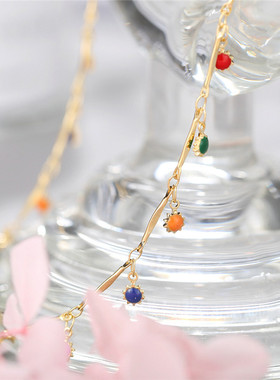 项链ins风潮复古彩色米珠