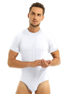 Men's jumpsuit 连体衣欧美男短袖圆领按钮连体裤男士透气居家服