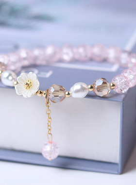 儿童手链女童紫色防水晶