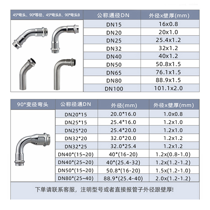 304不锈钢弯头管件90度等径弯头4分6分316双卡压式水管管道连接件 - 图2