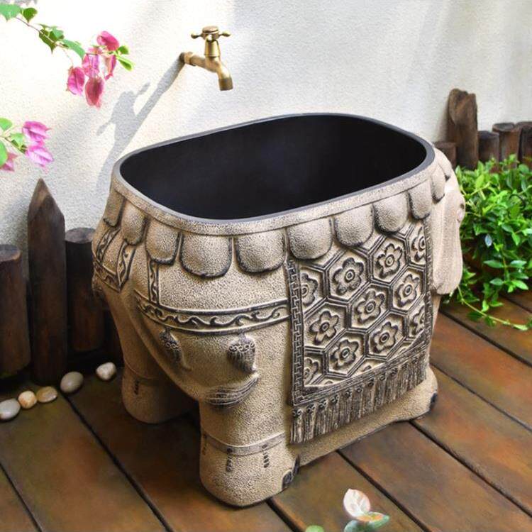 户外莲花拖把池庭院大象墩布池圆形墩布池花园阳台室外拖地盆水槽-图2