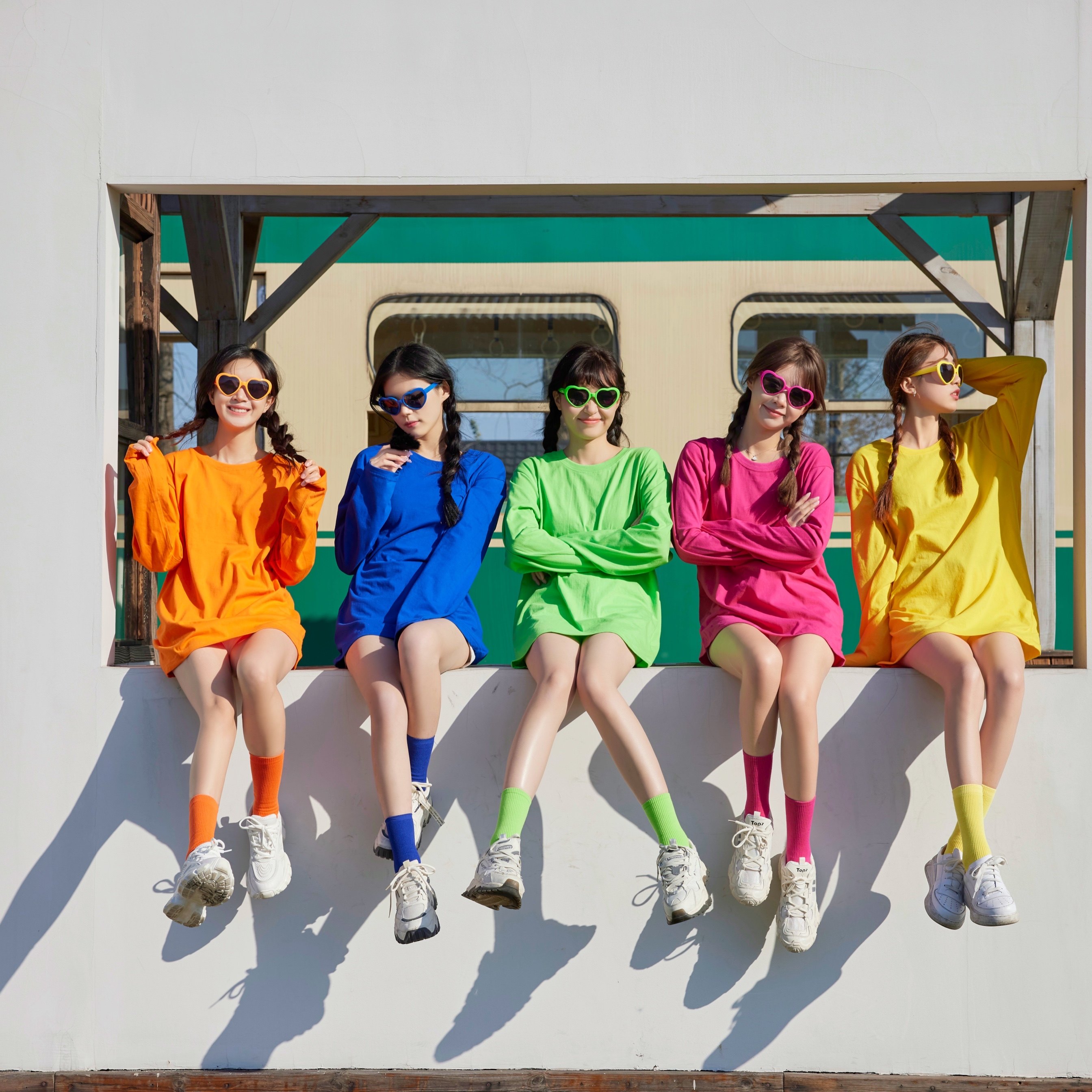 春秋纯色彩色沙雕姐妹聚会伴娘长袖闺蜜装纯棉t恤打底衫男女班服