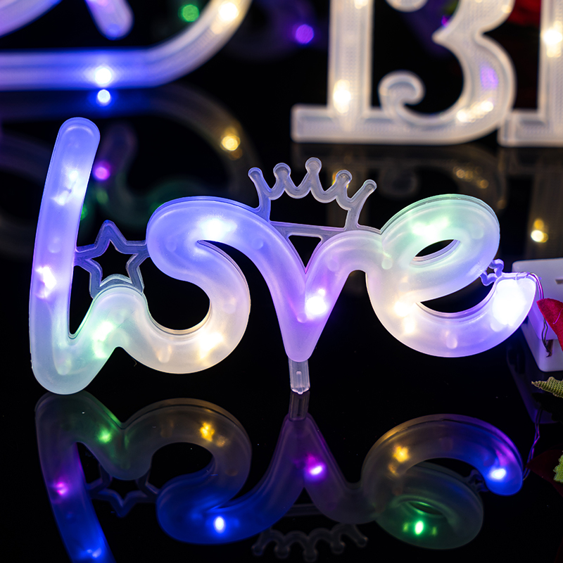 520情人节情侣告白蛋糕装饰发光love1314彩灯串灯带闪灯蛋糕摆件