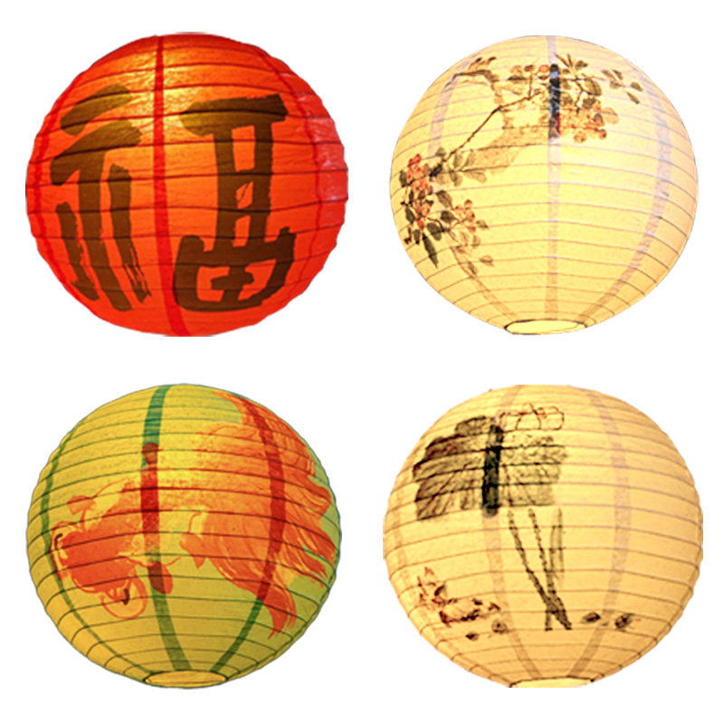 中秋节装饰纸灯笼儿童手提发光花灯国风红灯笼挂饰场景用品道具