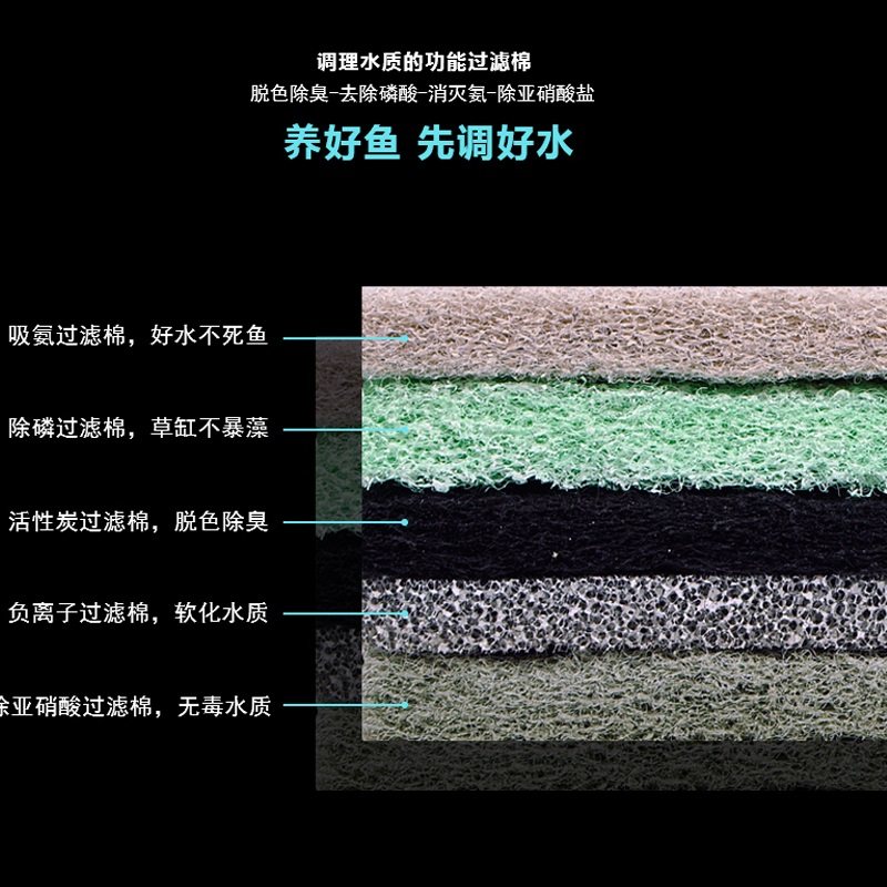 玩家宝贝鱼缸过滤棉功能棉过滤材料多功能5合1防藻棉除氨碳棉净水,淘宝优惠券,粉丝福利购,淘宝优惠卷