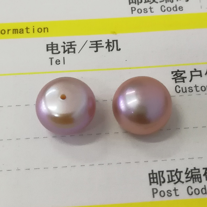 一对近无暇天然淡水半圆珍珠馒头扁圆形半孔单孔diy胸花耳钉戒指 - 图2