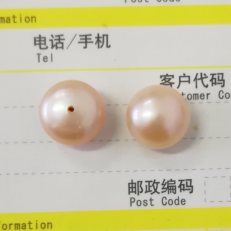 一对近无暇天然淡水半圆珍珠馒头扁圆形半孔单孔diy胸花耳钉戒指 - 图1