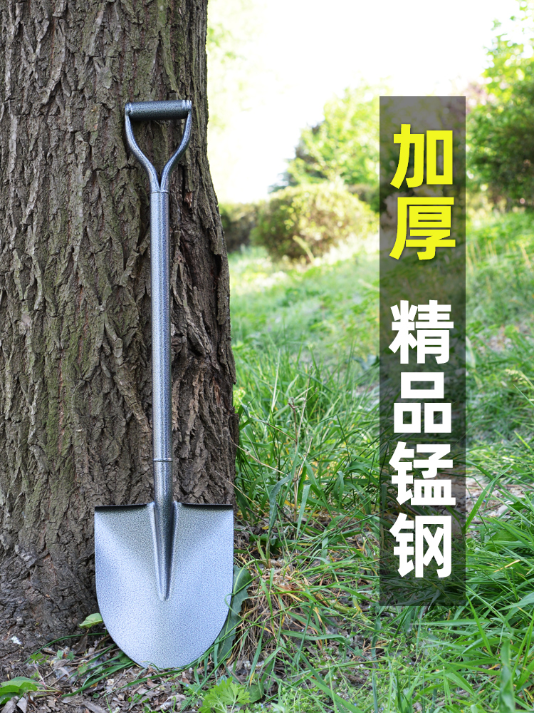 锰钢铁锹大铁锨铁铲家用种菜除草挖土户外植树工兵铲农用工具大全 - 图0