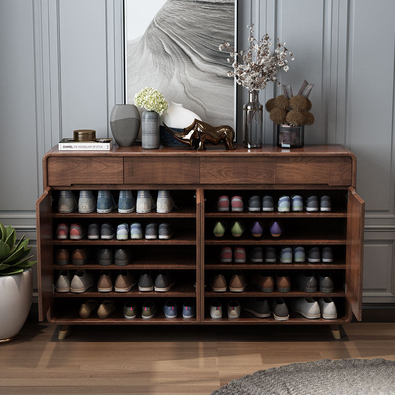 新中式鞋柜纯全实木大容量家用门口客厅小户型入户玄关一体收纳柜,淘宝优惠券,粉丝福利购,淘宝优惠卷