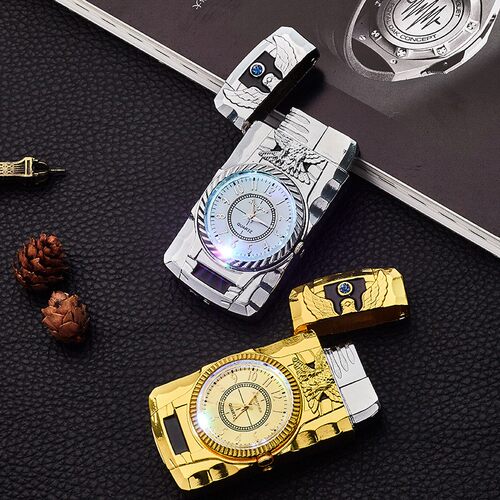 Colorful light watch inflatable lighter metal windproof打火 - 图0