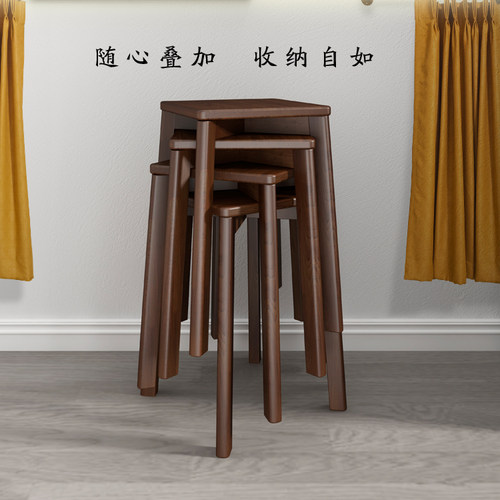 实木圆凳子加固圆凳饭店凳可重叠餐凳学生凳家用小板凳成人凳子 - 图0