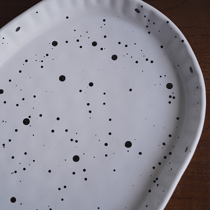 北欧风格简约手绘喷点釉下彩手捏纹条纹陶瓷超大椭圆烤盘深盘鱼盘,淘宝优惠券,粉丝福利购,淘宝优惠卷