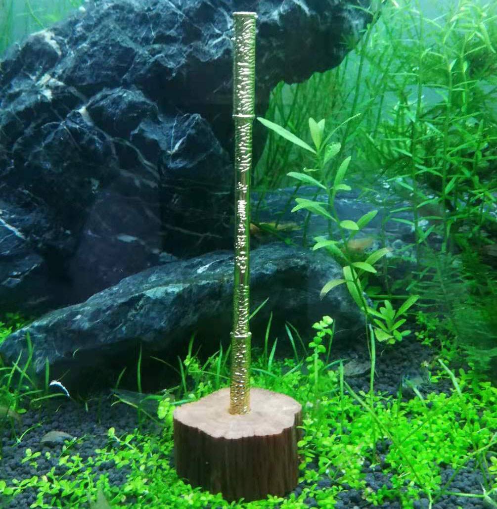 金箍棒鱼缸造景孙悟空定海神针沉木树墩底座齐天大圣摆件水族新品 - 图1