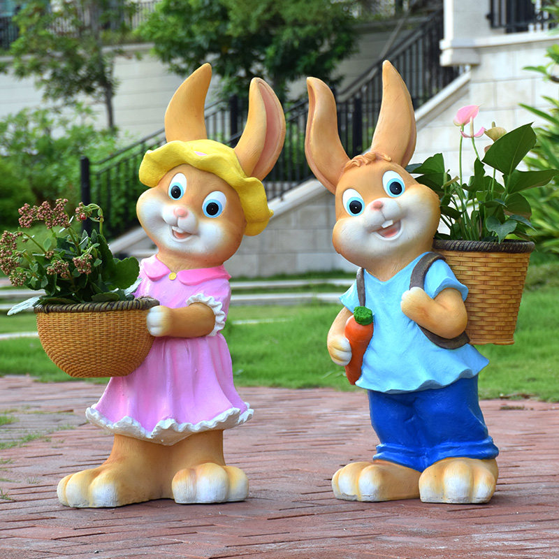 园林景观雕塑小品卡通兔子花缸户外花园庭院装饰树脂花盆创意摆件,淘宝优惠券,粉丝福利购,淘宝优惠卷