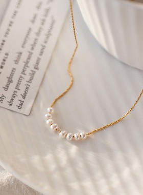 精致高级感微笑天然珍珠项链女夏锁骨链短款小众设计情人节礼物