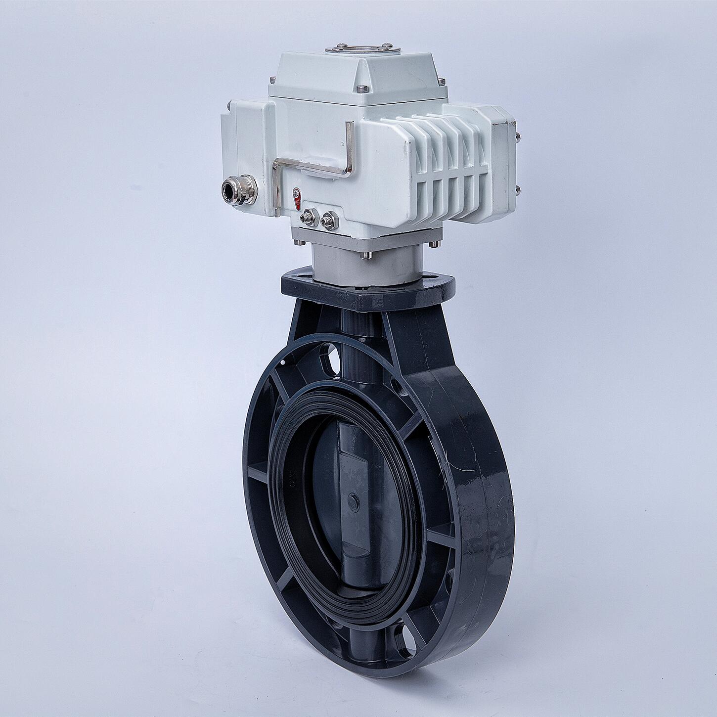 D971X-16S电动PVC蝶阀塑料对夹蝶阀 DN65 80 100 125 150 200 300 - 图1