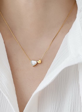 小众轻奢心心相连项链