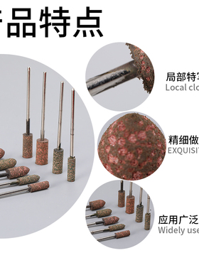 加长芝麻磨头 3mm柄橡胶抛光圆柱磨头加长柄模具金属铝合金打磨头