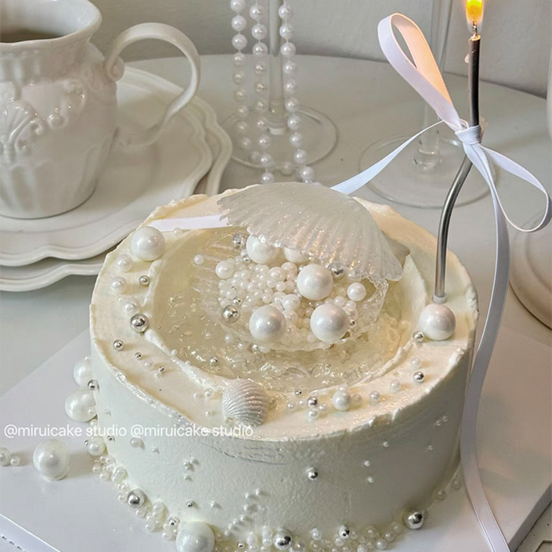 七夕情人节蛋糕装饰塑料贝壳摆件情侣女神告白表白仿真小贝壳装扮