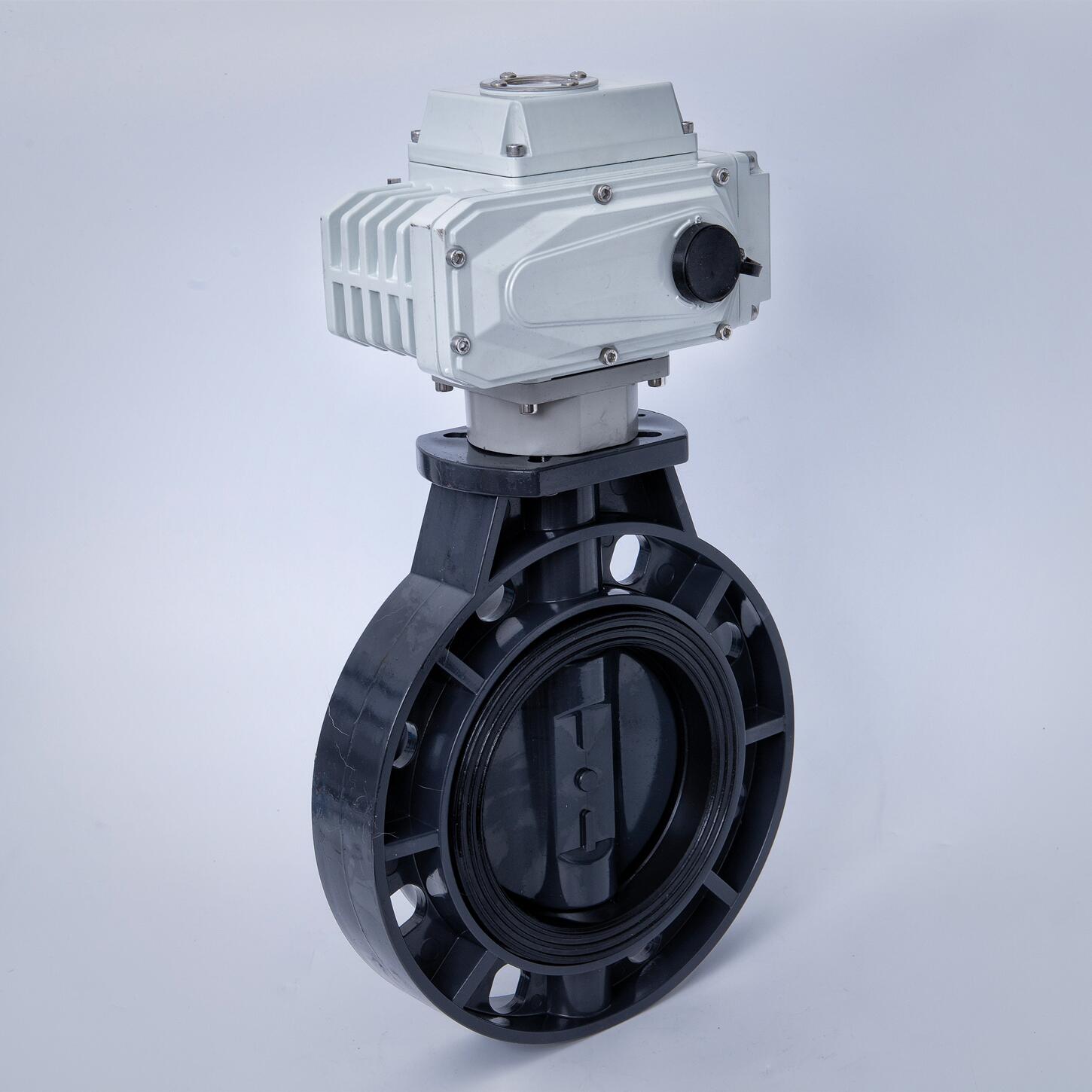 D971X-16S电动PVC蝶阀塑料对夹蝶阀 DN65 80 100 125 150 200 300 - 图0