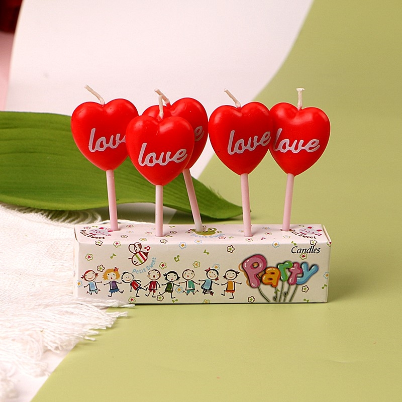 红色love爱心情人节生日蛋糕装饰插件笑脸太阳花兔子蜡烛烘焙插牌