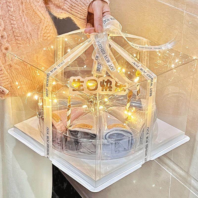 内裤袜子蛋糕礼盒空盒子透明包装diy材料生日礼物送男女生礼物盒,淘宝优惠券,粉丝福利购,淘宝优惠卷