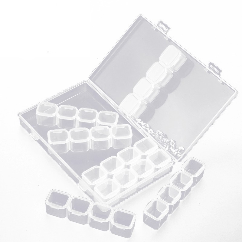 鹿仙子透明美甲收纳盒分类格美甲贴片首饰耳环耳钉大容量分类盒 - 图3