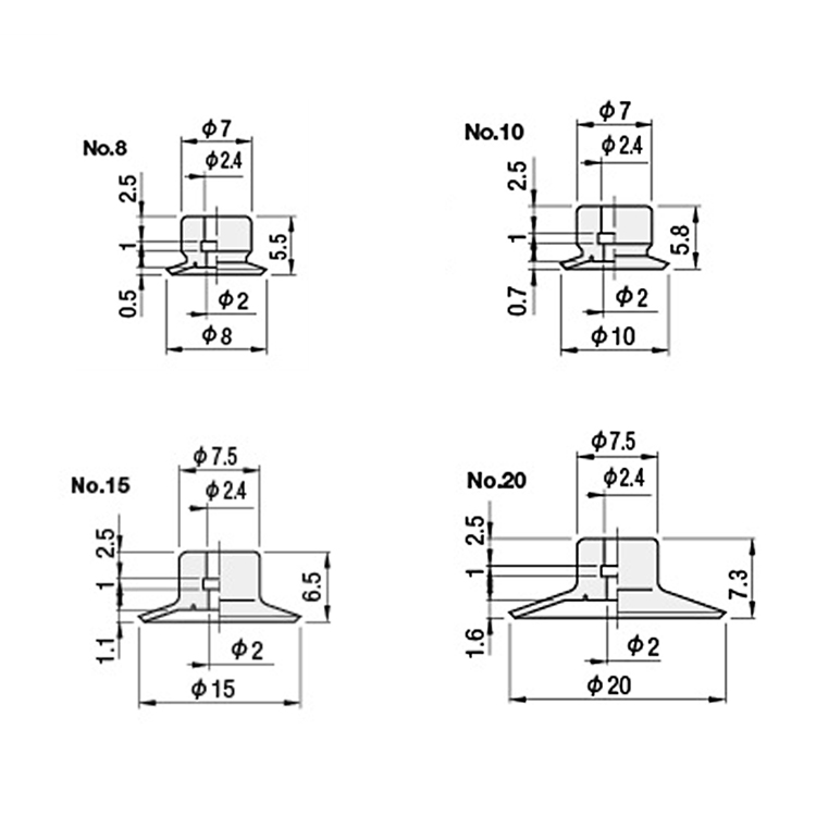 MISUMI米思米真空吸盘嘴强力气动机械手重载薄型 VPTS8/10/15/20 - 图0