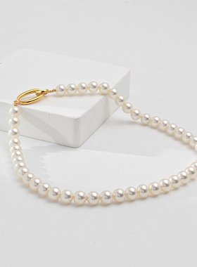 赫本风珍珠项链真多麻银