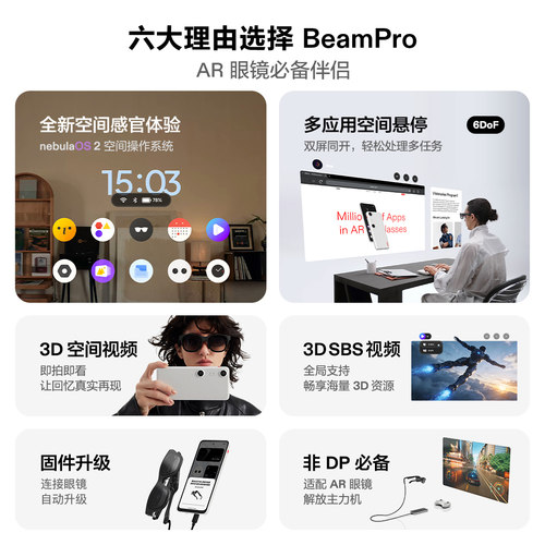 XREAL One Pro智能AR眼镜 原生3DoF空间悬停 X Prism新一代光机 智能眼镜 便携眼镜 巨幕影院 非VRAi眼镜 - 图3