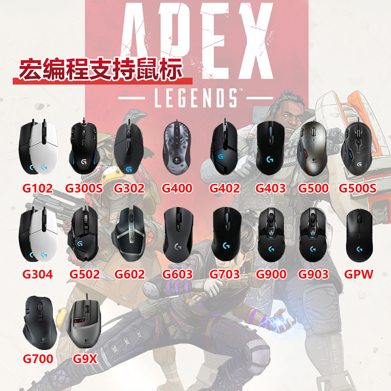 APEX鼠标宏支持罗技G系列鼠标宏G502G102G304G402GPW2主播定制宏1 - 图1