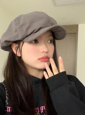 云朵帽皱褶贝雷帽女秋冬显脸小