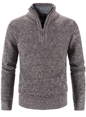 Winter Men's Fleece Thicker Sweater Half Zipper Turt