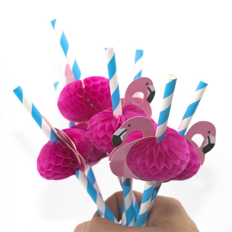 10/20PCS 3D Flamingo Drinking Straws Jungle Paper Straw - 图1