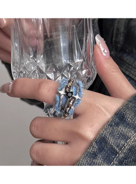 很难不爱！甜酷牛仔芒星戒指女小众设计美式潮酷情侣对戒男生配饰