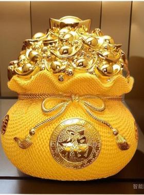 福袋摆件存钱罐招财钱袋中式红色金色家居客厅酒柜装饰品乔迁礼品