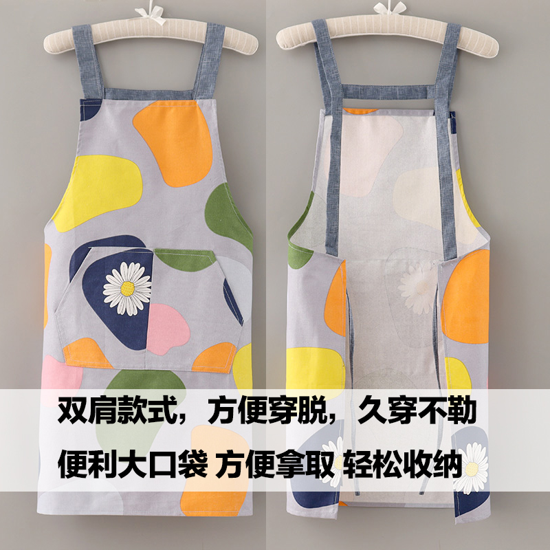 时尚新款棉布围裙女透气厨房做饭家用薄夏季成人日系防油上班工作 - 图2