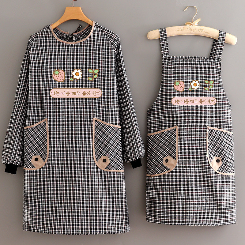 时尚长袖围裙防污透气家用厨房罩衣女2023新款工作服带袖大人围腰,淘宝优惠券,粉丝福利购,淘宝优惠卷